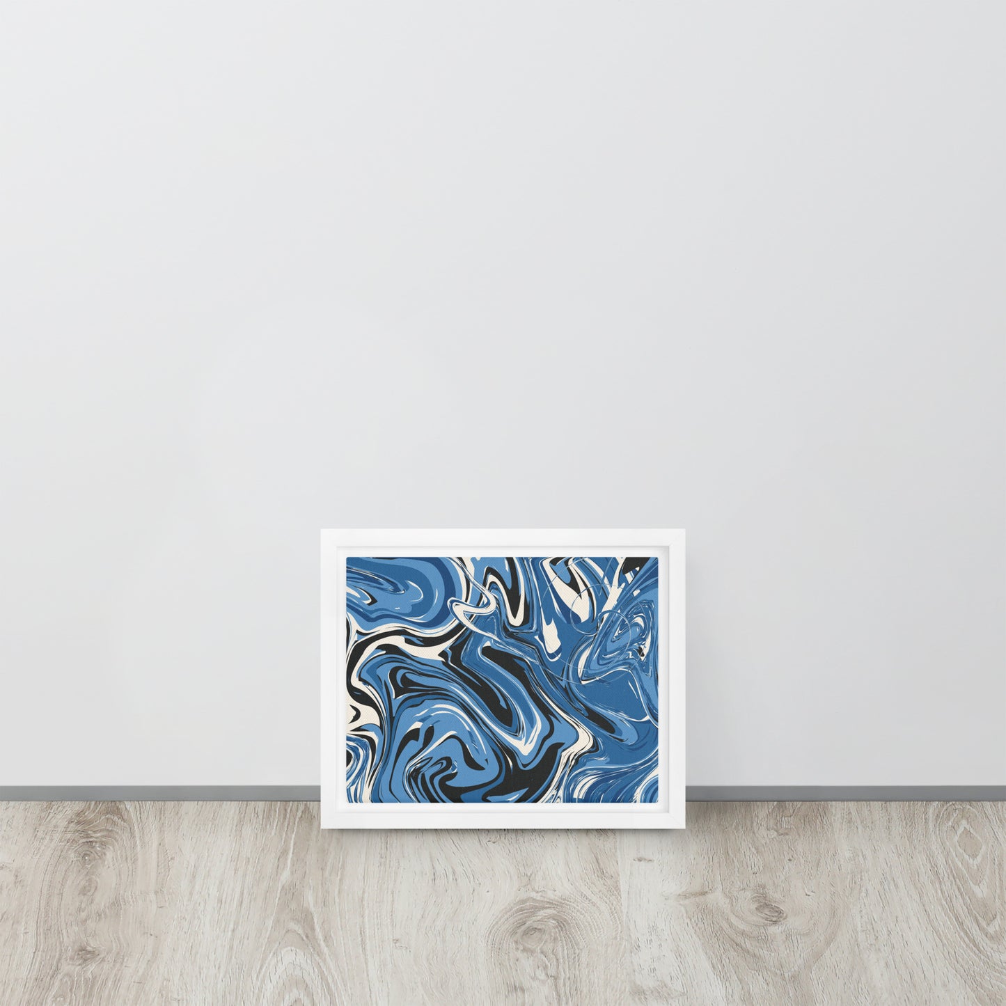 Blue Swirl. Framed canvas