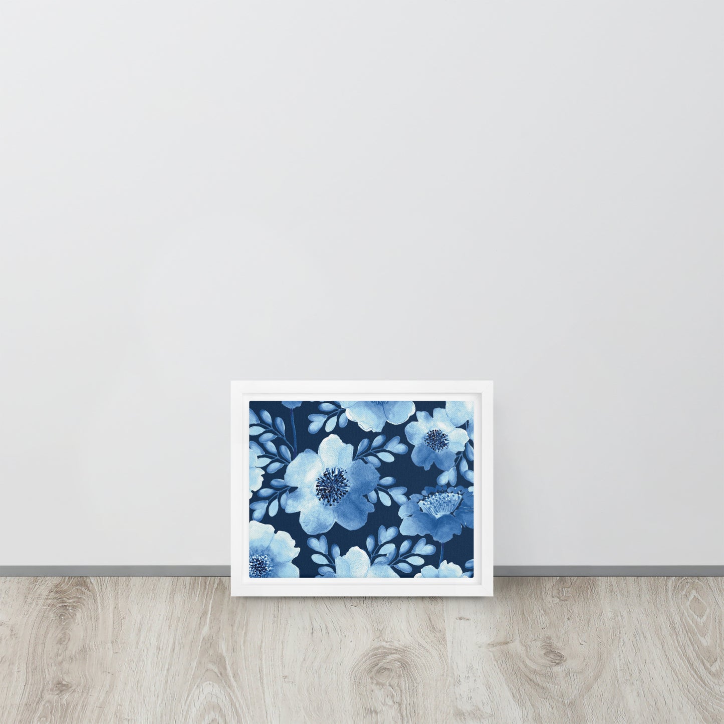 Flowery Blue. Framed canvas