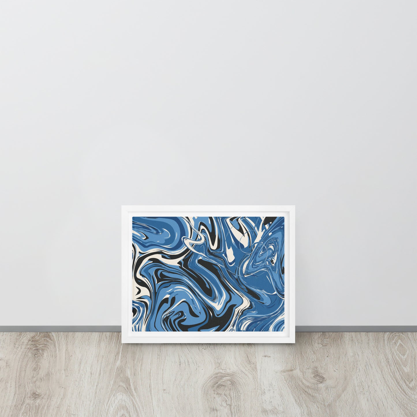 Blue Swirl. Framed canvas