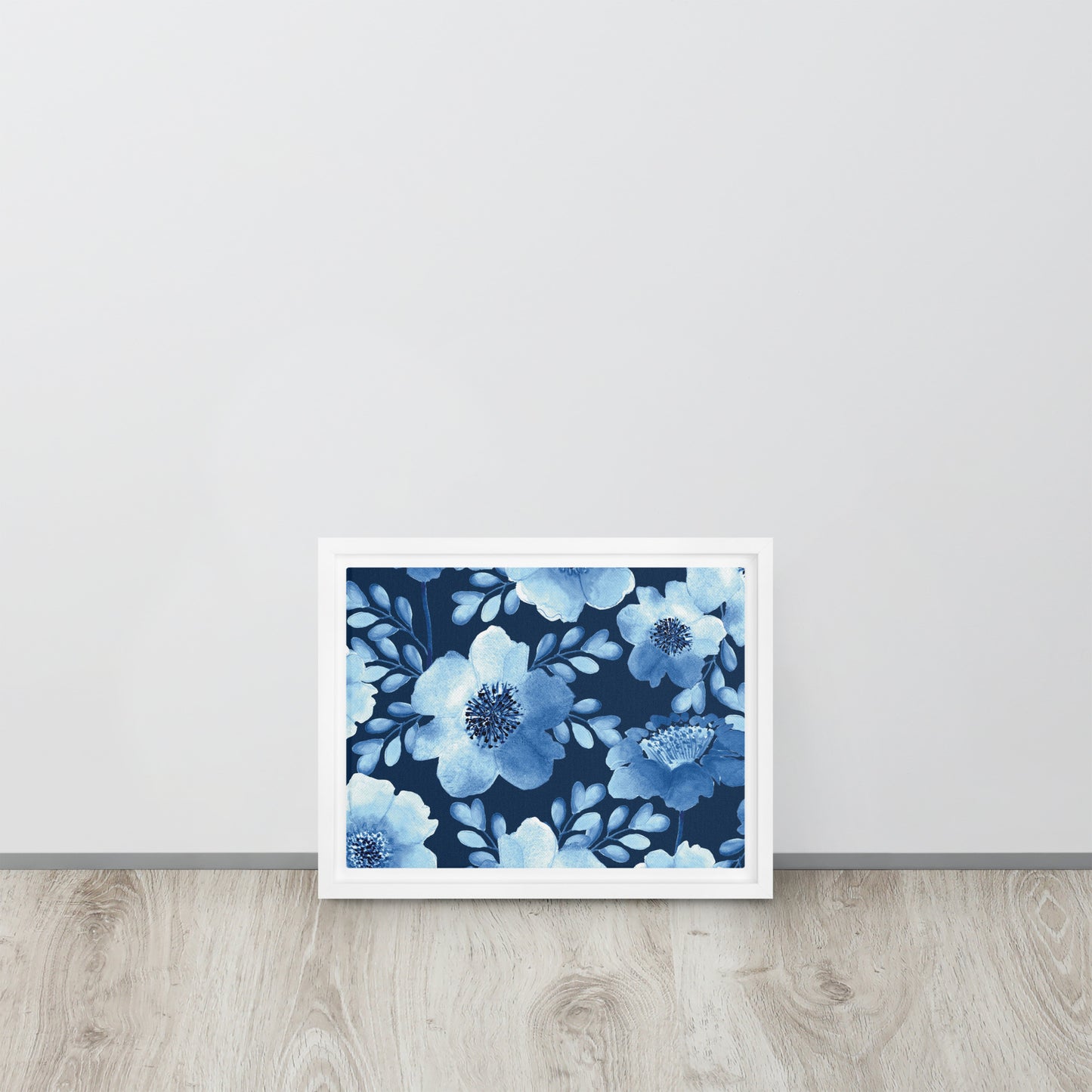 Flowery Blue. Framed canvas